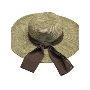 Scala Wide Brim Sun‎ Hat  One Size with brown scarf